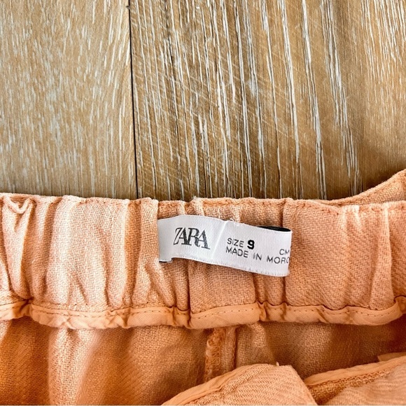 ZARA Girls Belted Zip Front Peach Pink Cargo Pants Size 9 - Picture 3 of 5